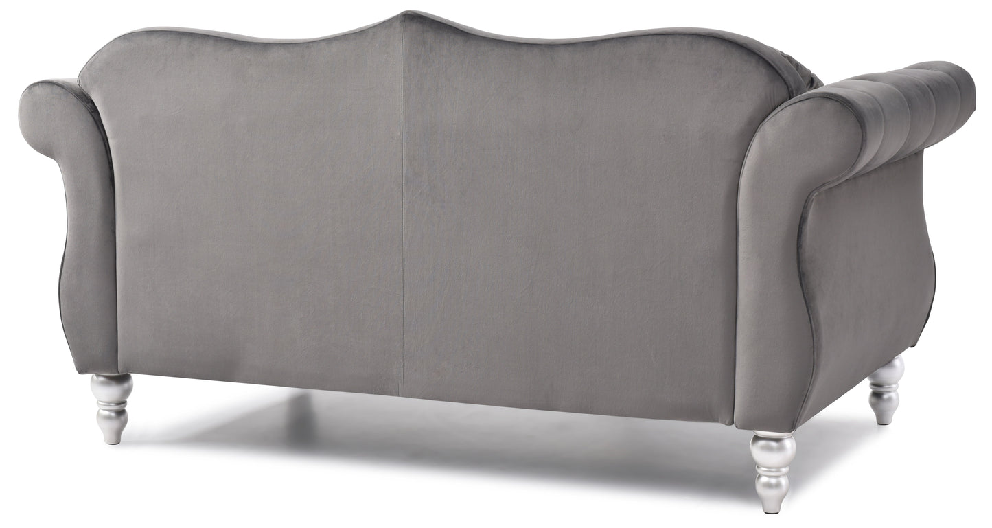 Cozy Transitional Flared Arm Loveseat - Dark Gray