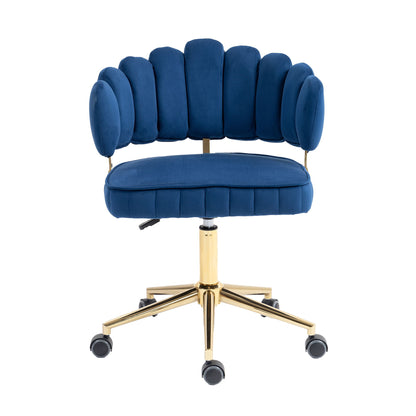 Modern Home Office Desk Chair With Adjustable Height And Swivel Wheels - Navy