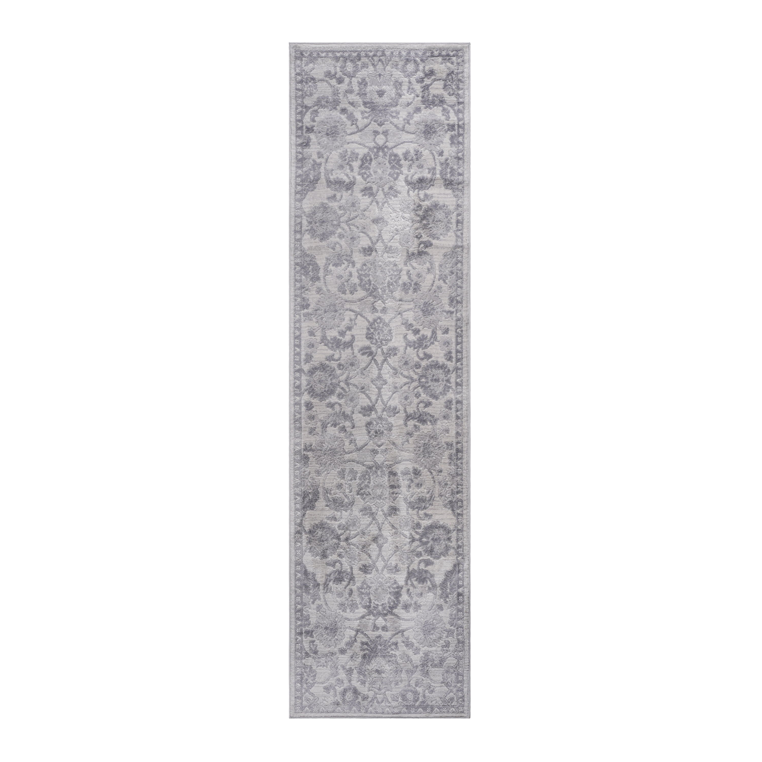 Marfi - 2' X 8' Oriental Runner Rug - Gray / Silver