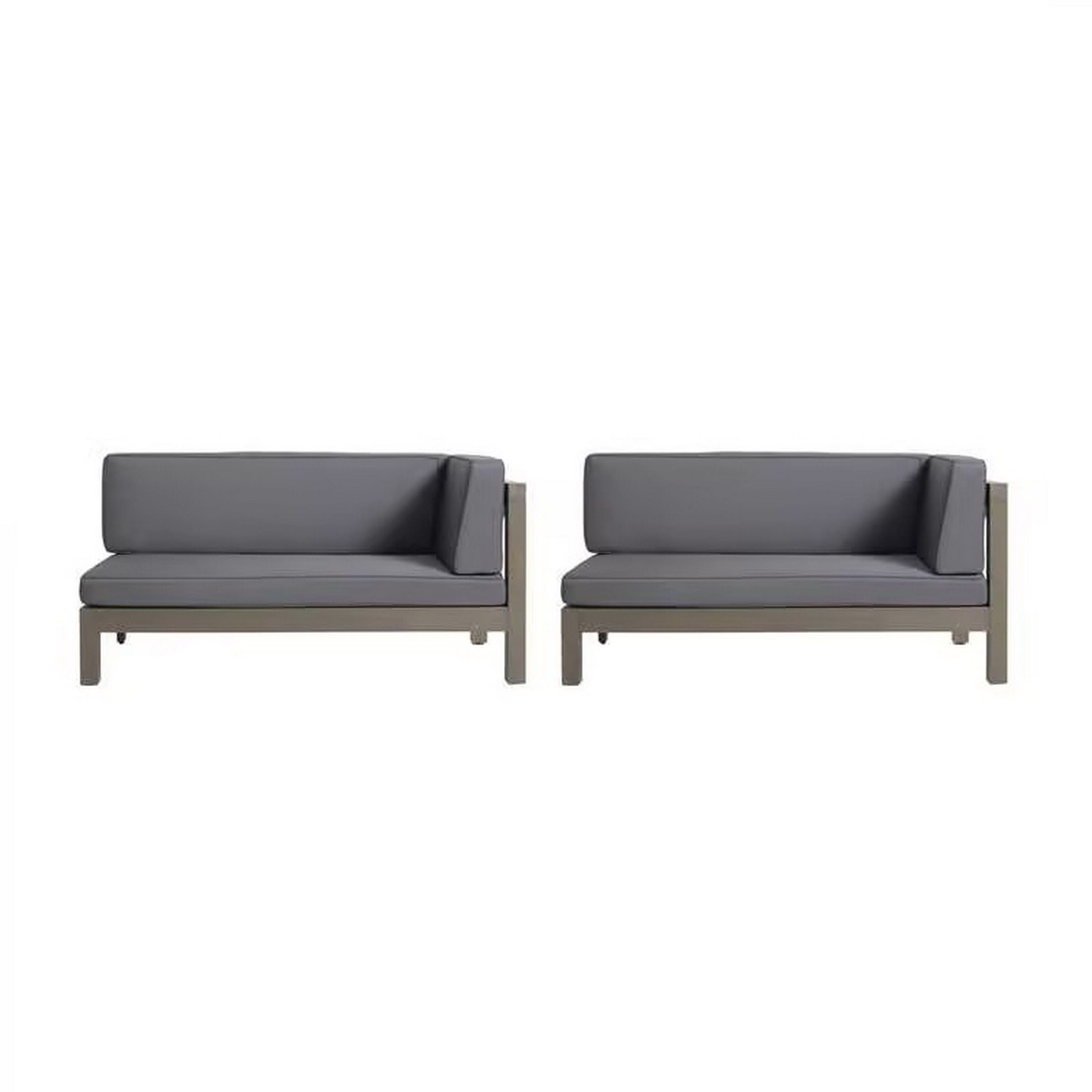 Brava - X Back Right Corner Bench (Set of 2) With Water Resistant Cushions - Dark Gray