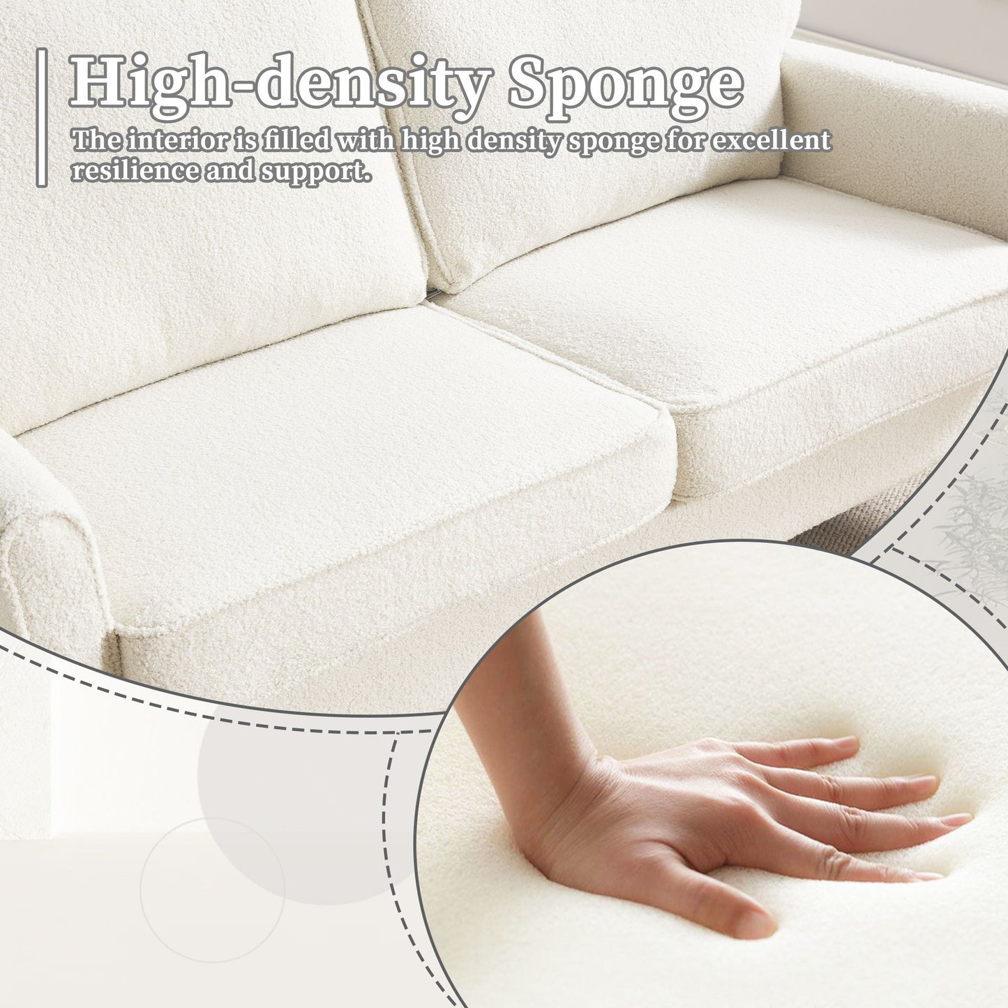 Mid Century Modern Loveseat Sofa With USB, Removable Pillow Cover - Beige