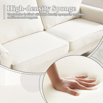 Mid Century Modern Loveseat Sofa With USB, Removable Pillow Cover - Beige