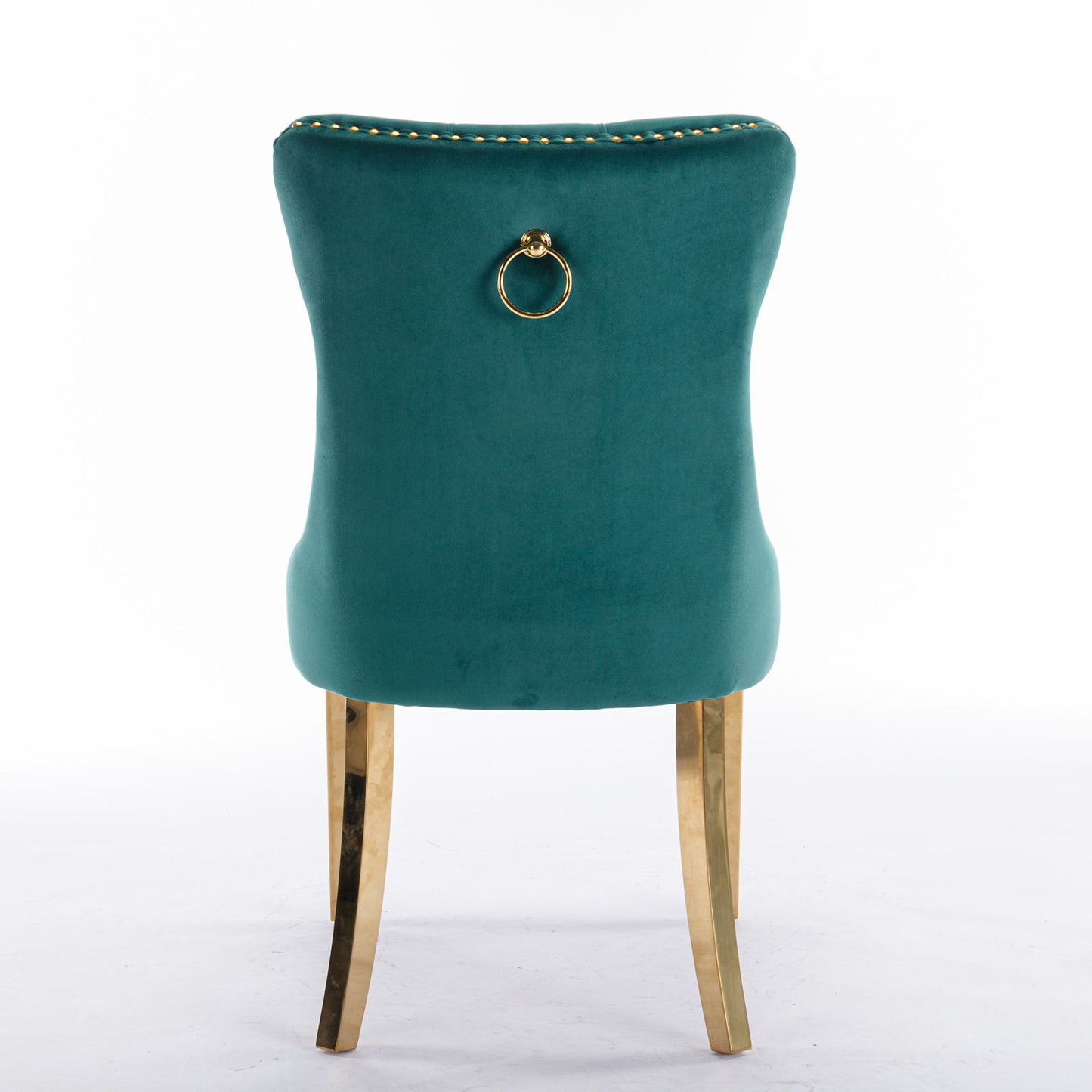 Nikki - Modern, High-End Tufted Solid Wood Contemporary Velvet Upholstered Dining Chair With Golden Stainless Steel Plating Legs, Nailhead Trim (Set of 2) - Green