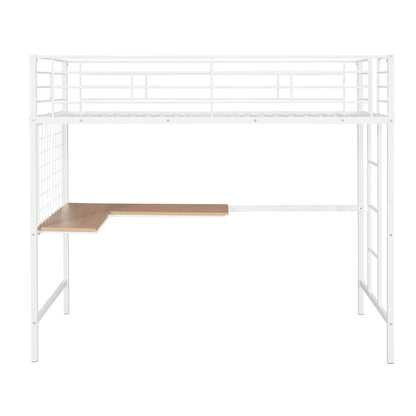 Twin Loft Bed With Desk And Grid - White