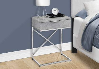 Accent Side Table, Storage Drawer, Contemporary Stylish - Gray