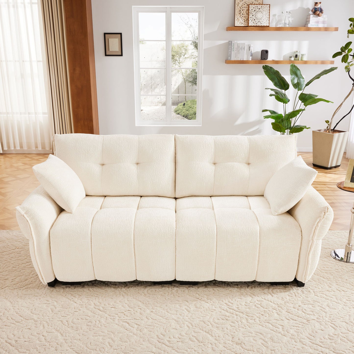 Premium Ergonomic 2 Seater Sofa With High Resilience Foam Cushions For Modern Living Spaces - White