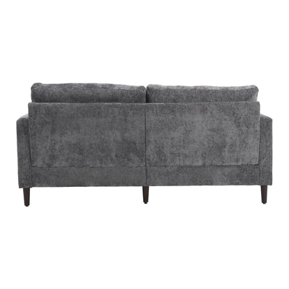 Mid Century Modern Chenille Fabric Loveseat Sofa, 2 Seat Upholstered Couch, Brown Wood Feet - Gray