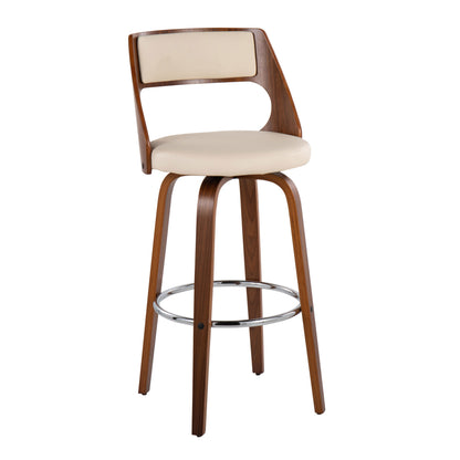 Cecina - Mid-Century Modern Barstool With Swivel (Set of 2) - Walnut / Cream
