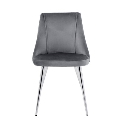 Modern Velvet Dining Chairs, Upholstered Accent Chairs With Chrome Legs For Home And Kitchen - Gray