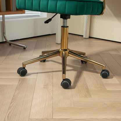 Velvet Home Office Desk Chair, Modern Cute Computer Chair, Wheels Swivel Height Adjustable Task Chair - Emerald