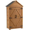 Outdoor Storage Cabinet, Garden Wood Tool Shed, Outside Wooden Shed Closet With Shelves And Latch For Yard - Light Brown
