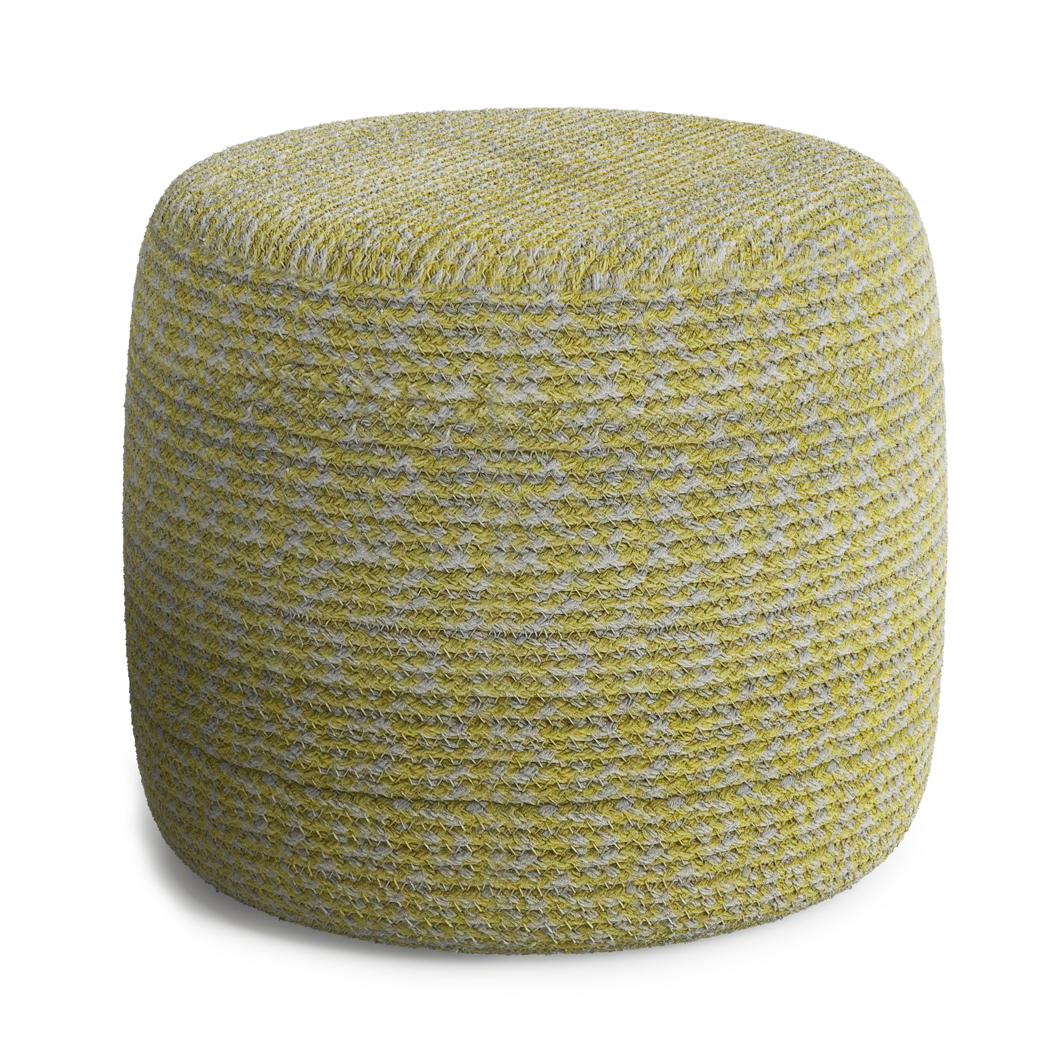 Bayley - Round Braided Pouf - Muted Yellow / Natural