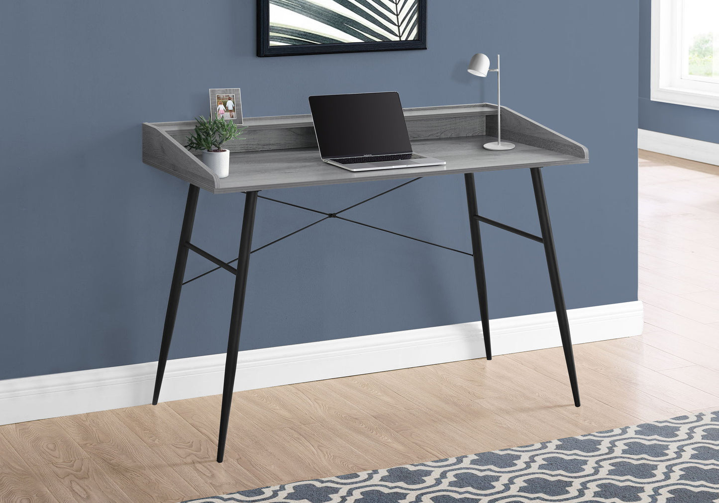 Computer Desk For Home Office, Storage Shelves, Versatile Placement - Gray