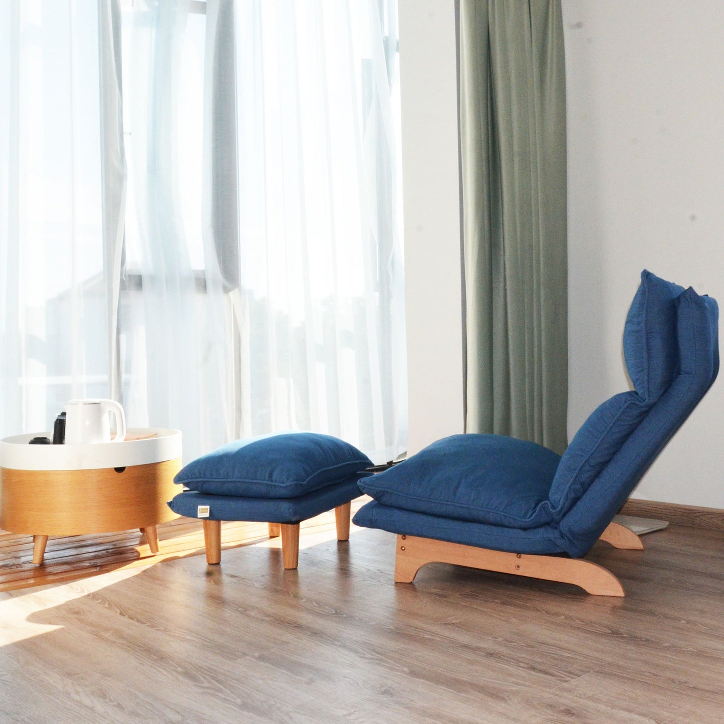 Single Lazy Sofa Chair Leisure Foldable Reclining Chair - Blue