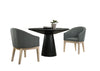 Jasper - 3 Piece Round Dining Table With Gray Barrel Chairs (Set of 3) - Ebony Black