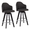 Ahoy - Contemporary Fixed Height Counter Stool Round Chrome Footrest (Set of 2) - Charcoal / Black