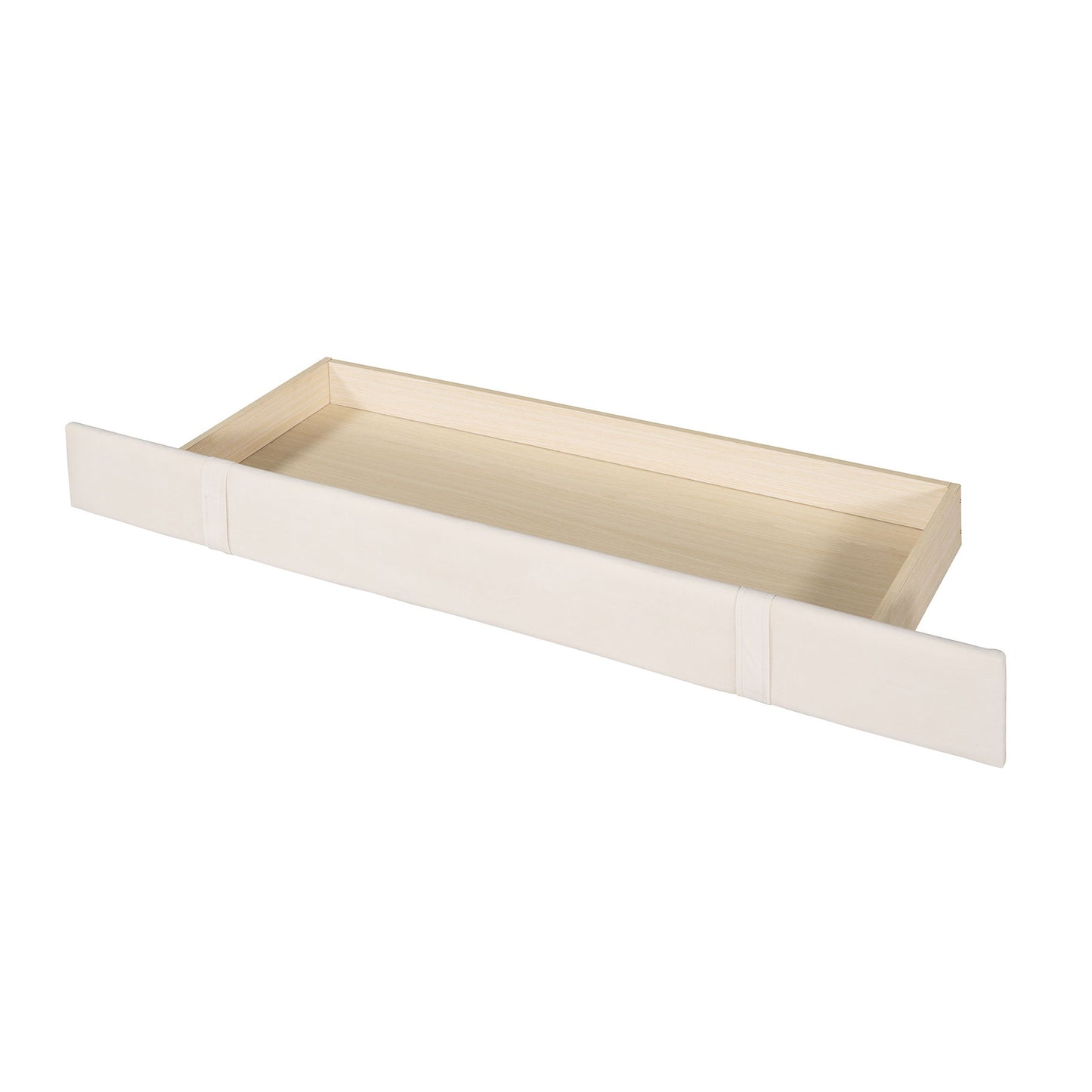 Queen Size Storage Upholstered Platform Bed With Wingback Headboard And A Big Drawer - Beige