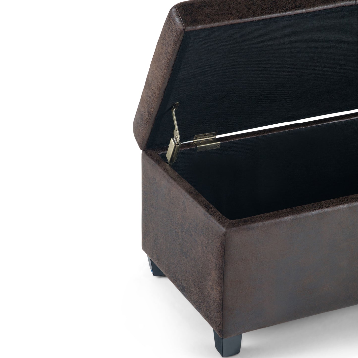 Avalon - Storage Ottoman Bench - Distressed Brown
