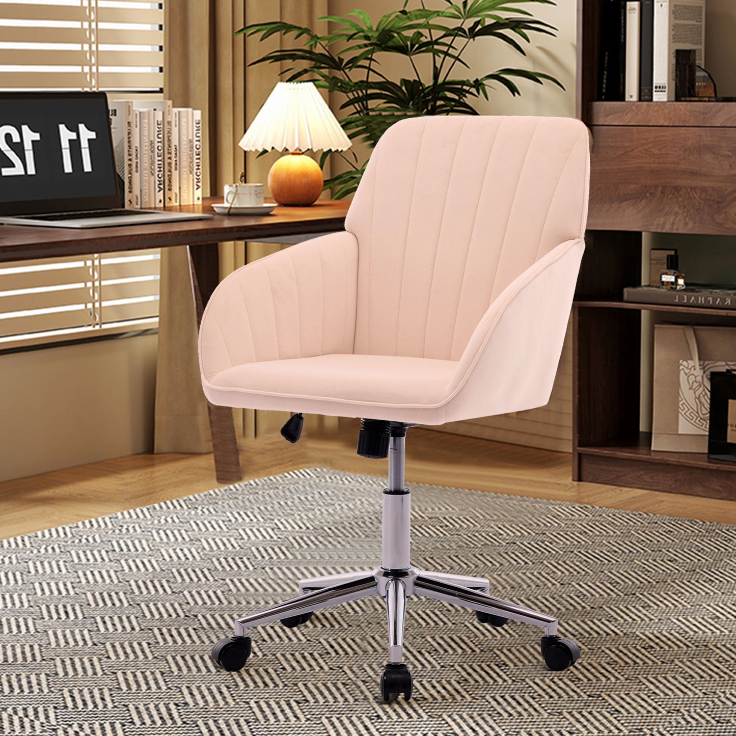 Adjustable Office Chair, Home Bedroom, Ergonomic Swivel Chair, Backrest Seat, Comfortable For Long Sitting - Khaki