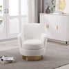 Teddy Swivel Barrel Chair, Swivel Accent Chairs Armchair For Living Room, Reading Chairs For Bedroom Comfy, Round Barrel Chairs With Gold Stainless Steel Base - Ivory