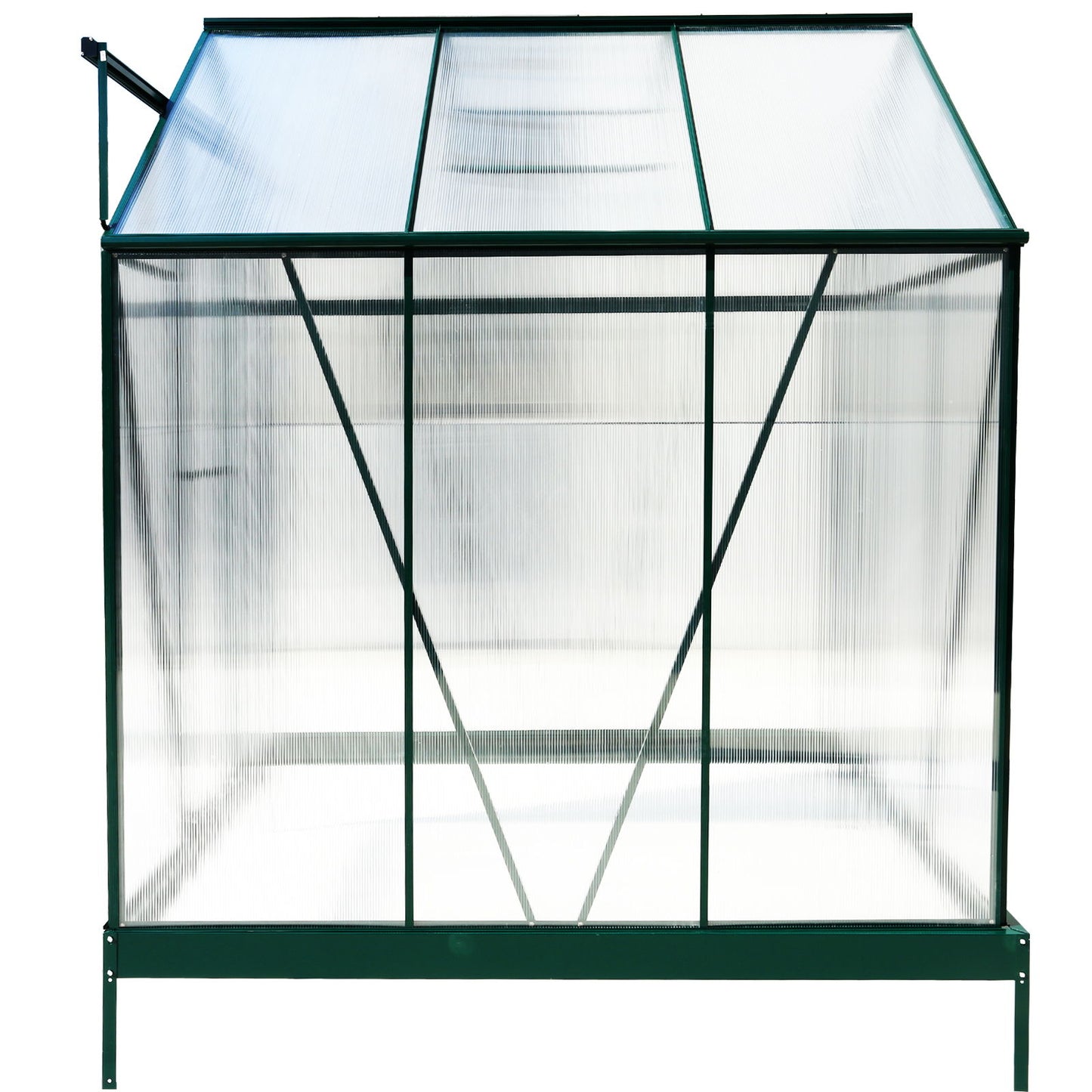 6.3'x6.2'x7' Polycarbonate Greenhouse, Heavy Duty Outdoor Aluminum Walk-In Green House Kit With Rain Gutter, Vent And Door For Backyard Garden - Green