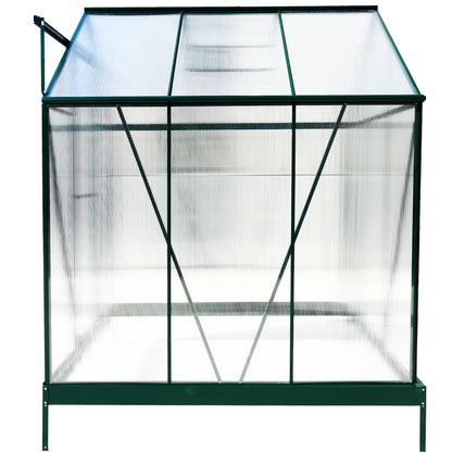 6.3'x6.2'x7' Polycarbonate Greenhouse, Heavy Duty Outdoor Aluminum Walk-In Green House Kit With Rain Gutter, Vent And Door For Backyard Garden - Green