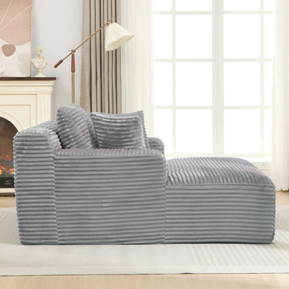 Modern Full Compressed Chaise Lounge Sofa Bed With Removable Pillows, Upholstered - Gray