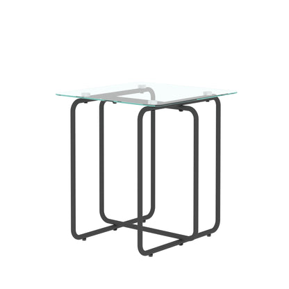 Modern Tempered Glass Coffee Table End Table Side Table For Living Room, Bedroom, Transparent - Black