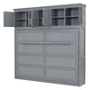 Queen Size Murphy Modern Bed With Top Cabinets For Space Saving And Comfort - Gray