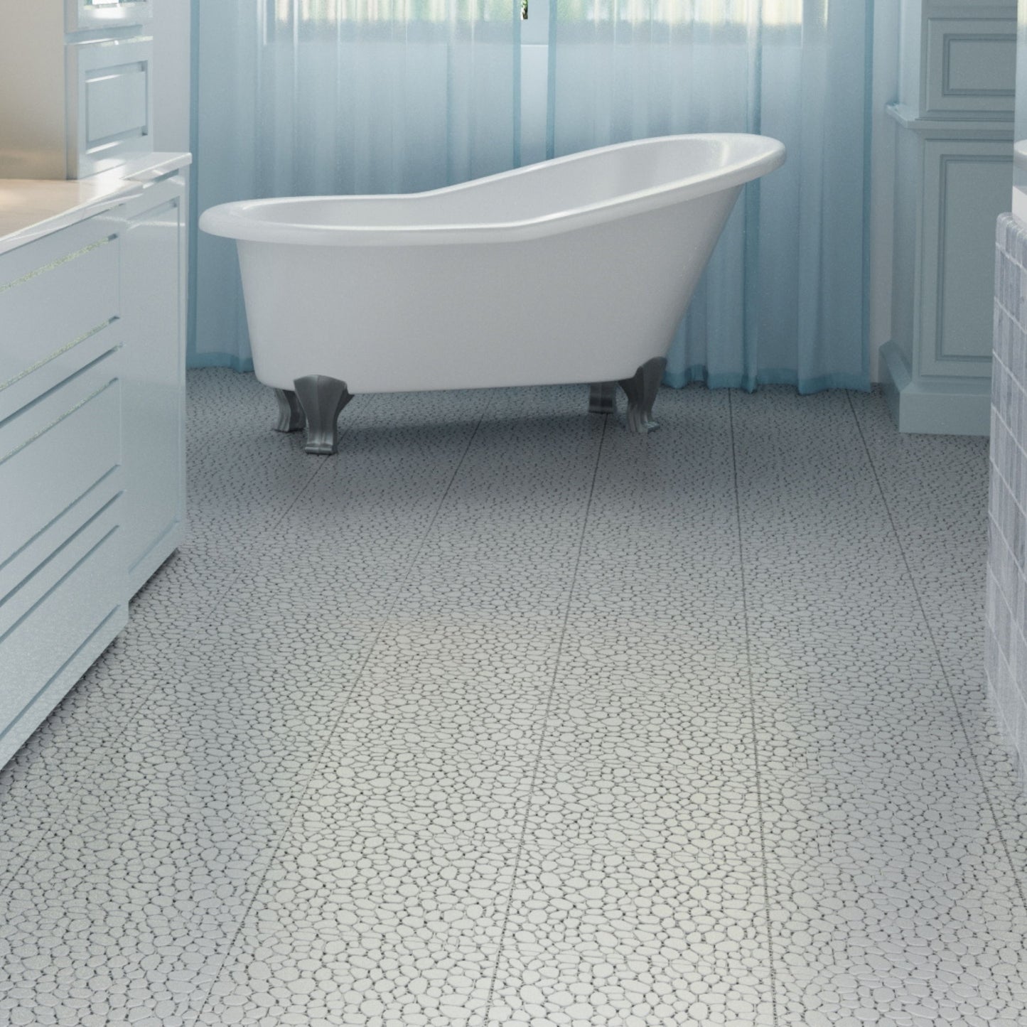 Interlocking Deck Tiles Plastic Waterproof Outdoor All Weather Anti-Slip Bathroom Shower Balcony Porch Strong Weight Capacity Upto 440 Lbs, Pebble Stone Pattern Pack Of 12 - Gray