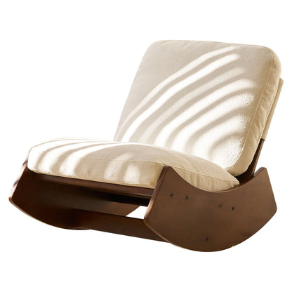 Comfortable Glider Rocking Chair, High - Quality Upholstery Glider Chair, Solid Wood Frame, Perfect For Multiple Settings Accent Reading Chair For Bedroom, Living Room, Nursery - White / Dark Brown