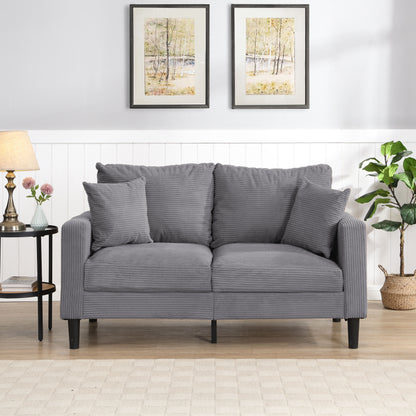 Modern Upholstered Resilience Loveseat Sofa With Wooden Frame, Comfy 2 Seat For Small Space - Light Gray