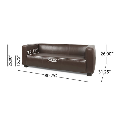 Contemporary 3 Seater Sofa With Tuxedo Design - Dark Brown