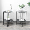 Tempered Glass End Table (Set of 2), Round Coffee Table For Bedroom Living Room Office - Black