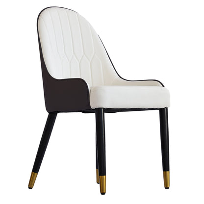 Modern Sponge-Filled Dining Chair, Solid Wood Metal Legs, Suitable For Restaurants, Living Rooms And Rooms- (Set of 2) - Dark Brown / White