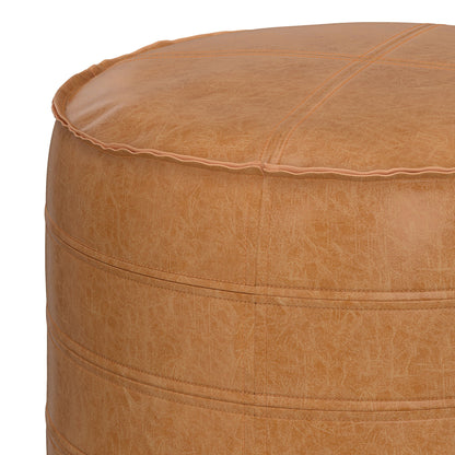 Brody - Round Pouf - Distressed Brown