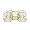 Modern Stainless Steel Coffee Table With Double Layer Glass And Polygonal Design - Gold