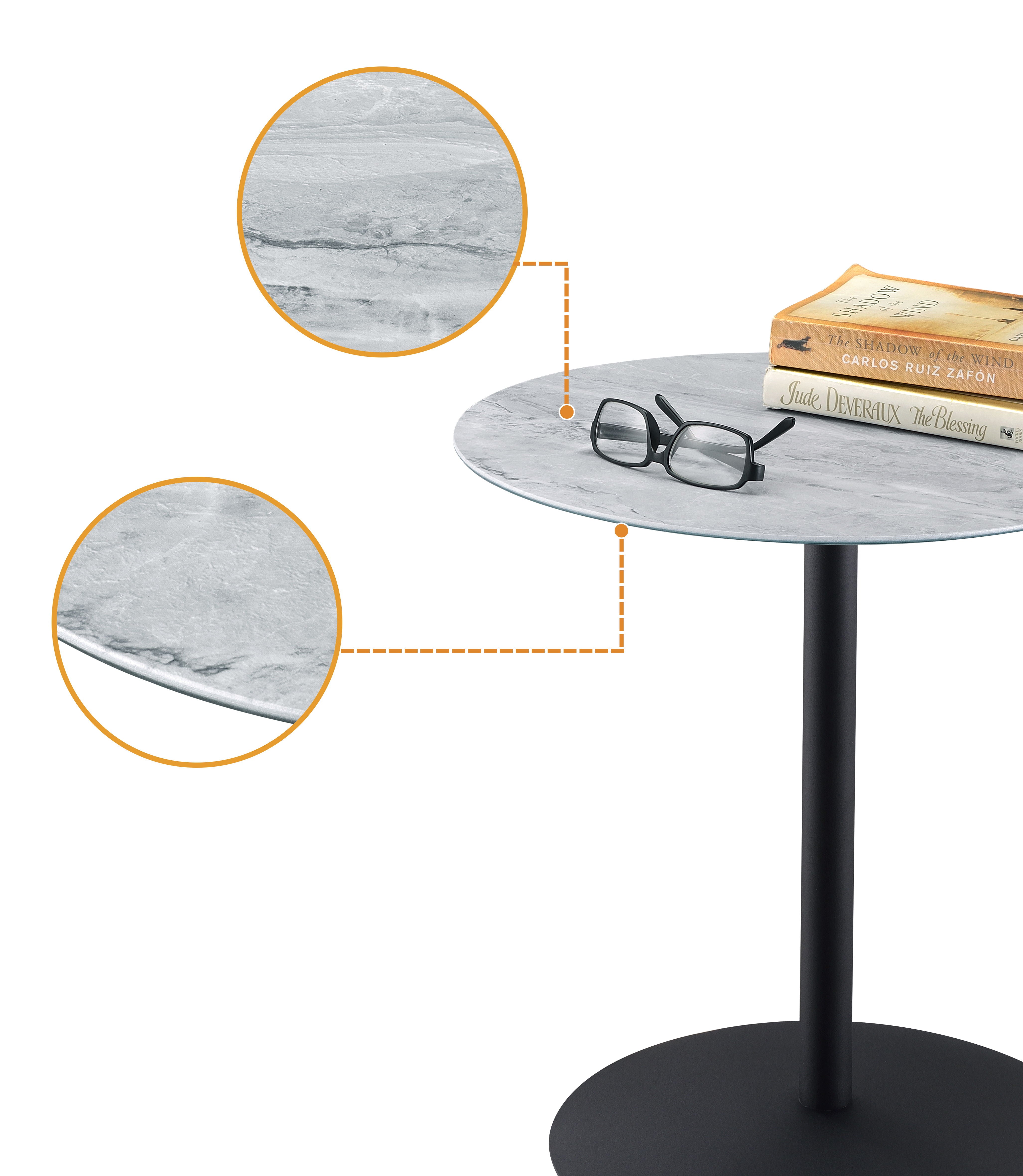 Circa - End Table With Marble Textured Top - Gray