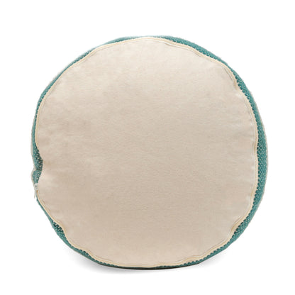 Diamond - Handcrafted Fabric Cylindrical Pouf - White / Teal