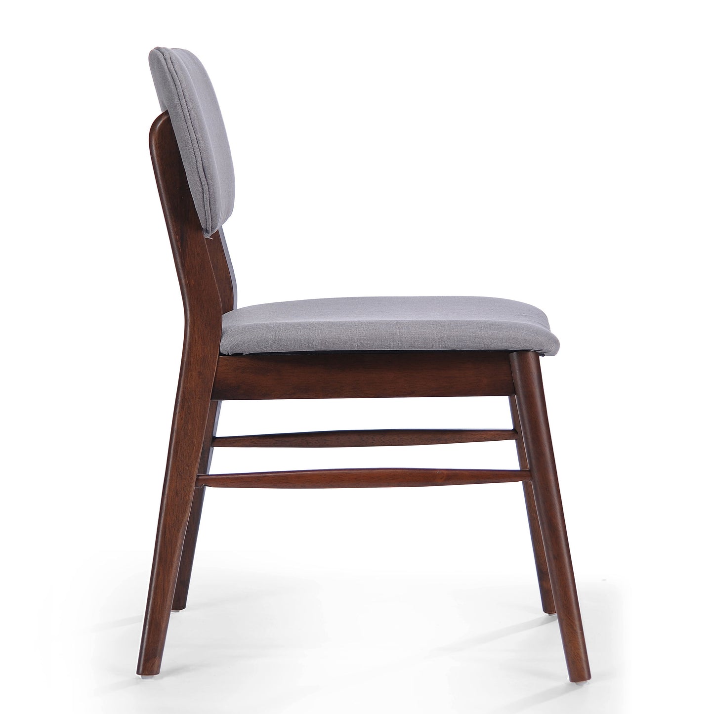 Mid Century Modern Upholstered Dining Chairs With Splayed Rubberwood Legs (Set of 2) - Light Gray