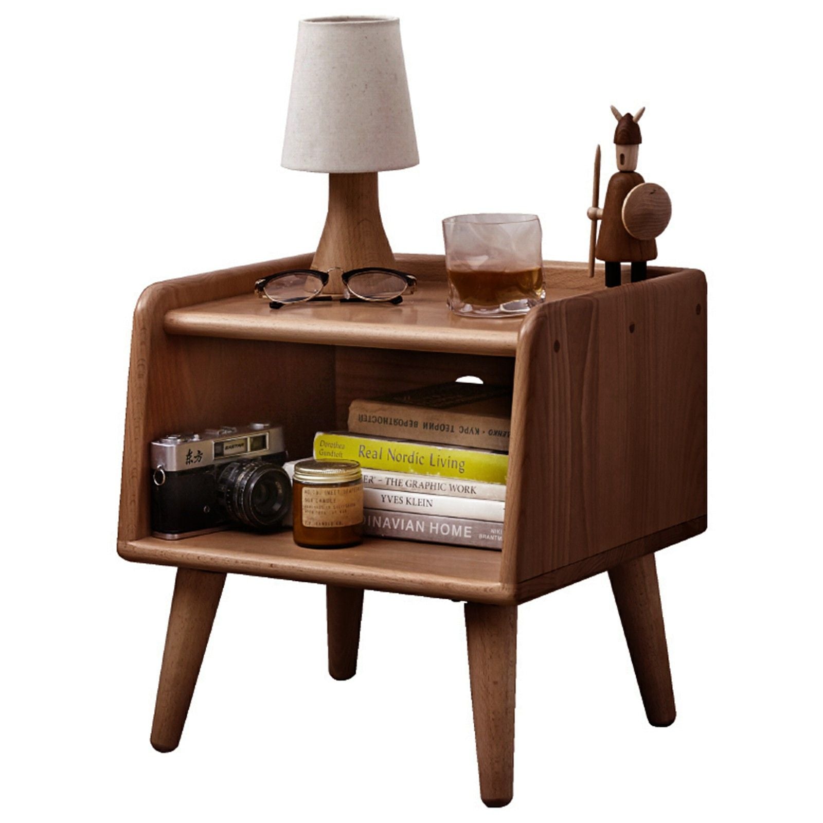 Bedside Cabinet, Modern Simple Nightstands European Beech - Brown