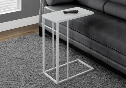 Accent Table, C - Shaped, Tempered Glass, Contemporary & Modern - White