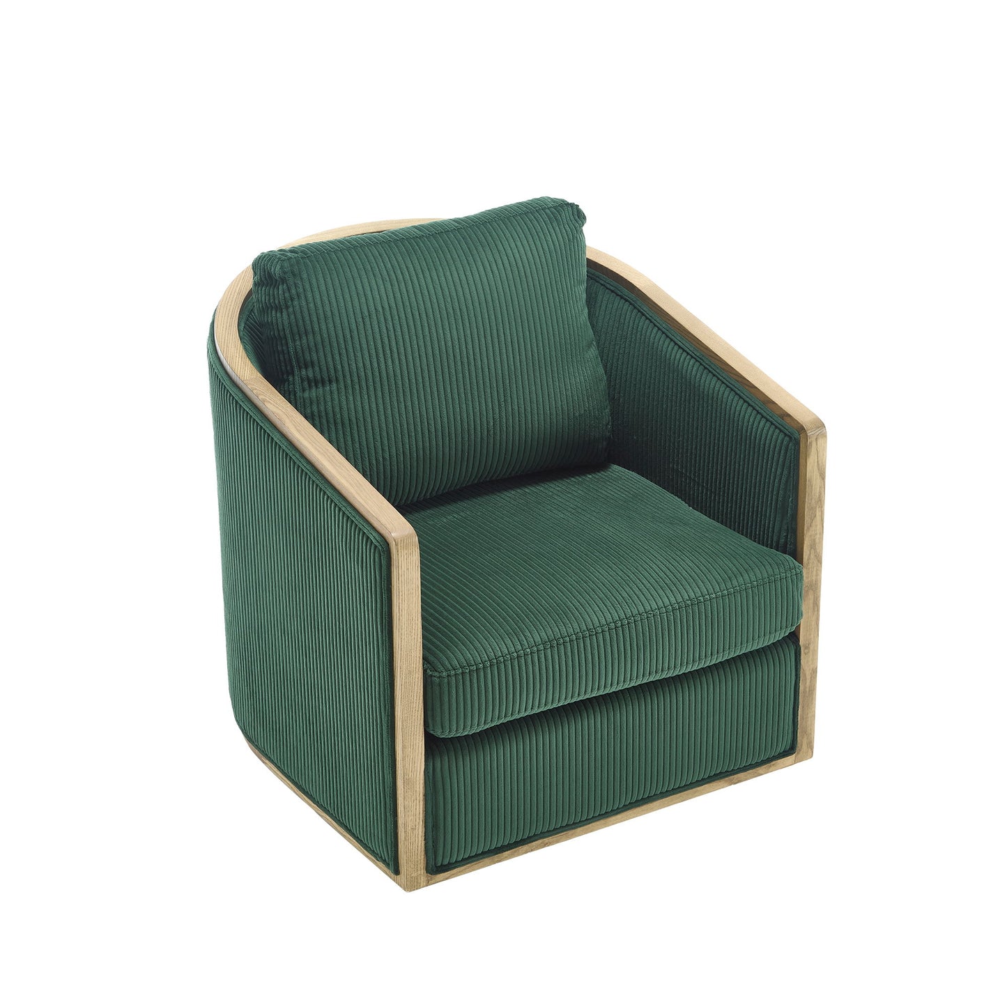 Corduroy Swivel Barrel Chair, Comfortable Accent Sofa Chair With 360 Degree Swivel For Living Room - Emerald