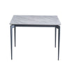 Modern Sintered Stone Dining Table Glossy Rock Surface Family Dining Table For 8 People With Sturdy Metal Legs Contemporary Kitchen Restaurant Furniture - Black / Gray
