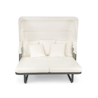 Outdoor Patio Daybed Rattan Daybed Outdoor Sunbed With Detachable Pillows For Patio, Backyard, Pool - Beige