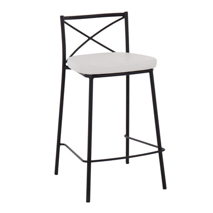 Modern Charlotte - Contemporary Fixed Height Counter Stool (Set of 2) - Black / White