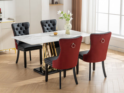 Nikki - Modern, High-End Tufted Solid Wood Contemporary And Velvet Upholstered Dining Chair With Wood Legs Nailhead Trim (Set of 2) - Black / Winered / Burgundy
