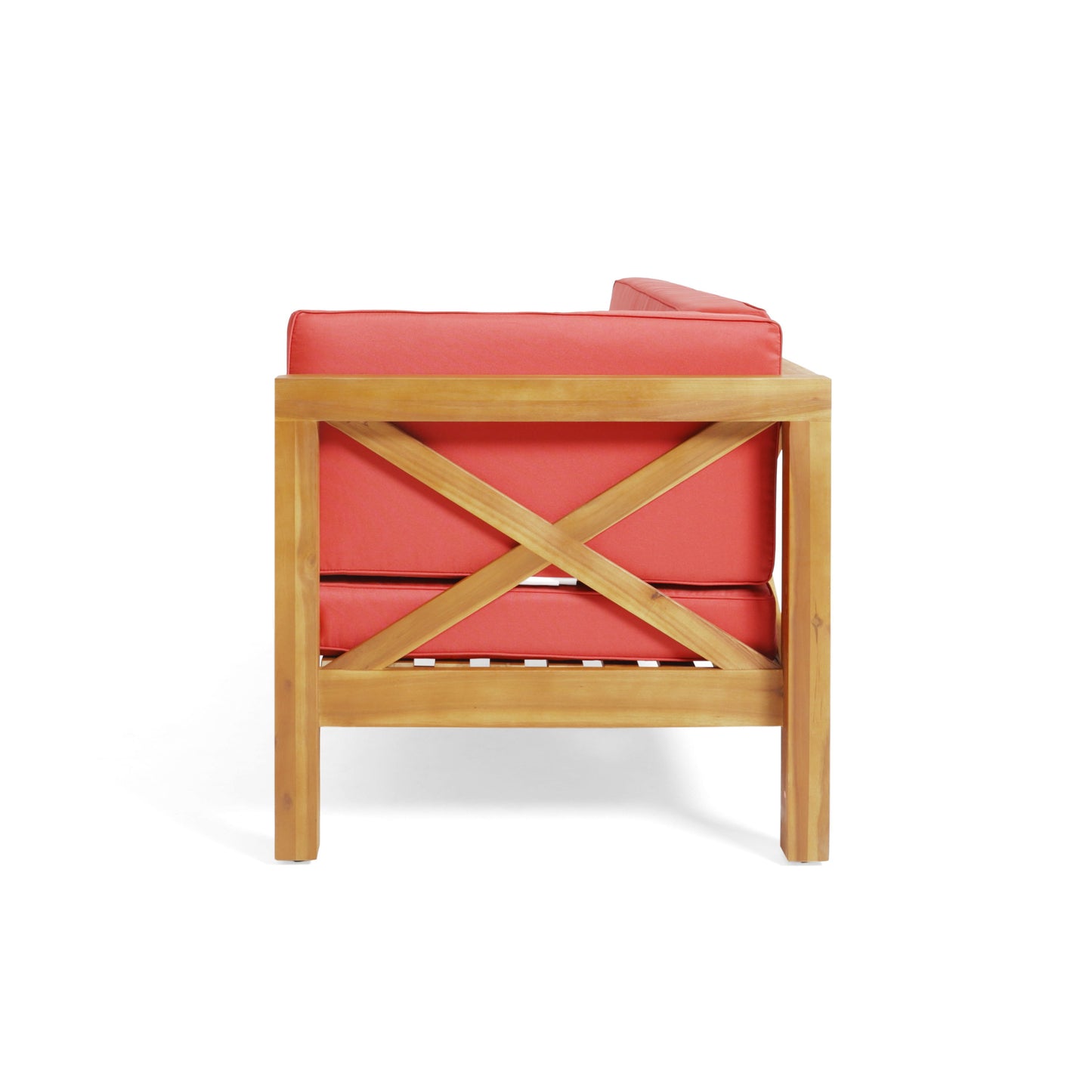 Brava - X Back Corner Bench R With Coffee Table - Red