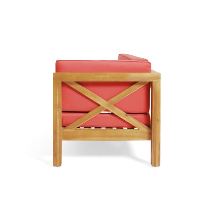 Brava - X Back Corner Bench R With Coffee Table - Red
