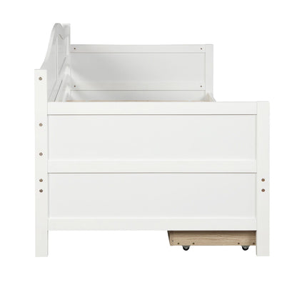Twin Daybed With 2 Drawers, Sofa Bed For Bedroom Living Room, No Box Spring Needed - White